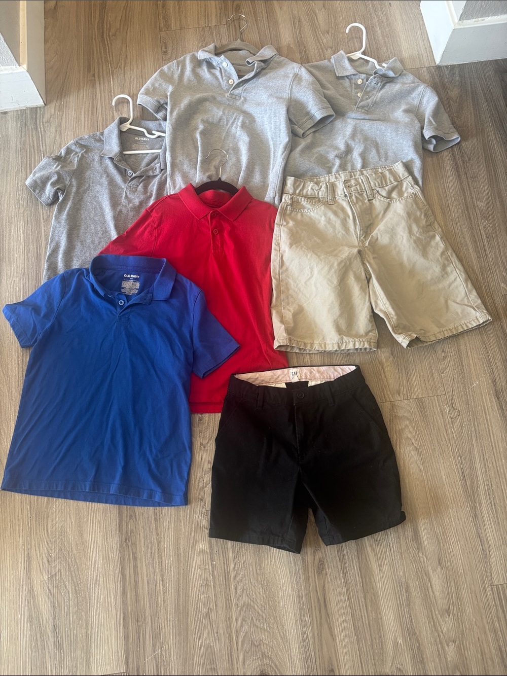 2 Organic cotton GAP Polo 3 old navy polo 1 GAP fitted shorts 1 old navy baggy